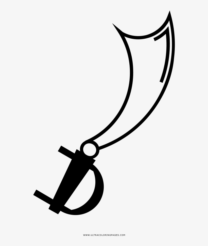 Pirate Sword Coloring Page - Weapon, transparent png
