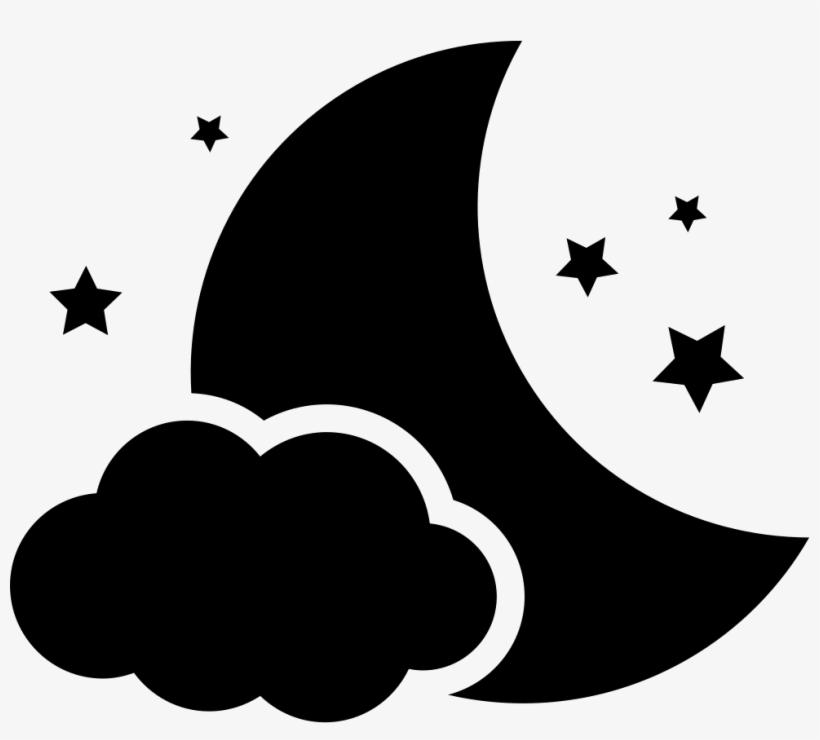 Night Symbol Of The Moon With A Cloud And Stars Comments - Iconos De La Luna, transparent png