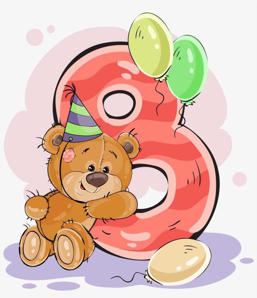 ‿✿ - - 8 - - ✿‿ - Ursinho Com Numero, transparent png