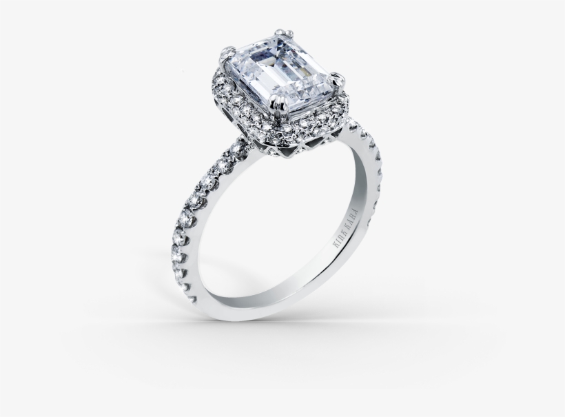 Kirk Kara Carmella K1004dg-r - Kirk Kara "carmella" Emerald Cut Halo Diamond Engagement, transparent png