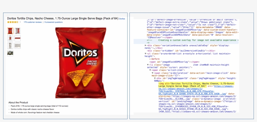 Doritos Tortilla Chips Next To Html Code Alt Text - Frito-lay Variety ...