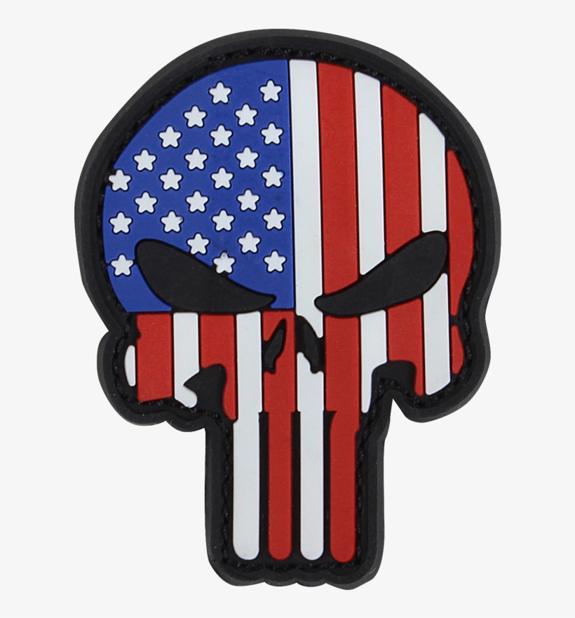 Pvc Punisher Patches - Punisher Skull American Flag Morale Patch, transparent png
