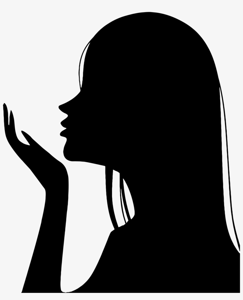 Girl Blowing Into Palm Silhouette By - Girl Blowing Silhouette, transparent png