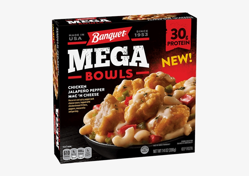 Chicken Jalapeno Pepper Mac 'n Cheese - Banquet Mega Bowls, transparent png