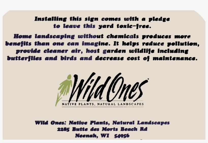 Pesticide-free Yard Sign - Wild Ones Native Plants, transparent png