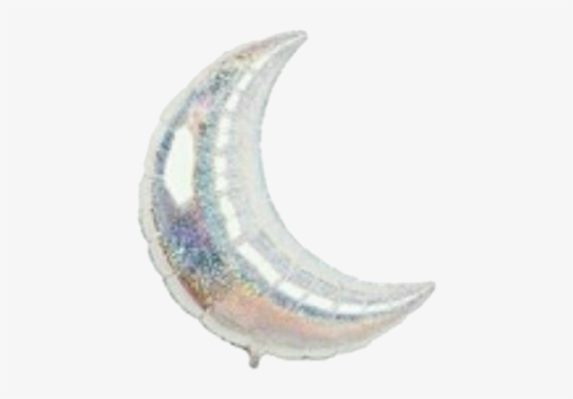 Aesthetic Png Polyvore Balloon Holographic Moon Grey - Moon Png, transparent png