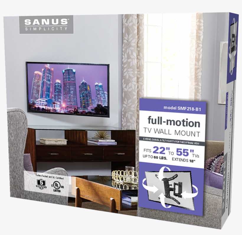 Effortless Full-motion Wall Mount - Sanus, transparent png