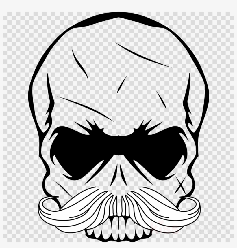 Download Skull With Mustache Png Clipart Skull Clip - Set 2 Horror Skulls 3" Sew On Patches Black Death Moustache, transparent png