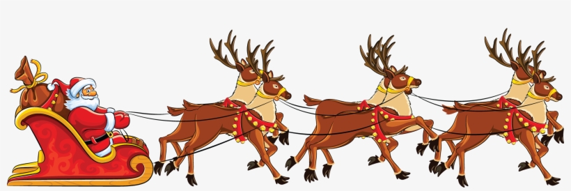 Santa Sleigh Png - Santa With His Reindeer Transparent Background, transparent png
