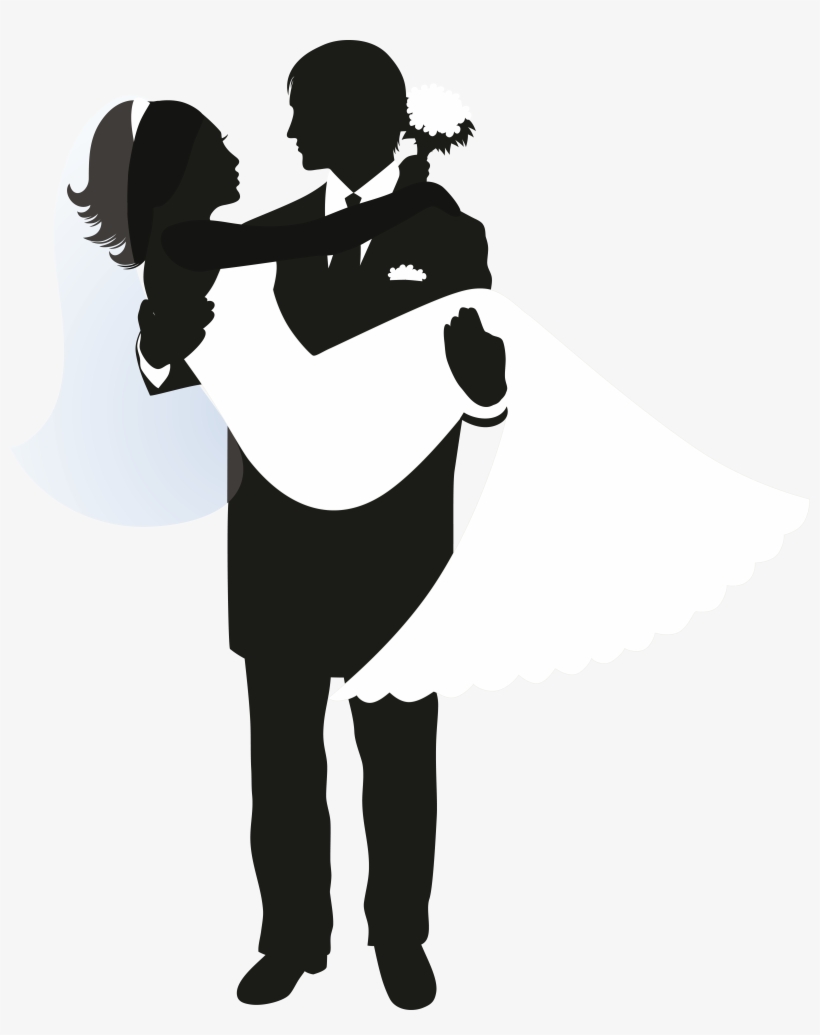 Wedding Invitation Silhouette Bridegroom - Bride And Groom Silhouette Clip, transparent png