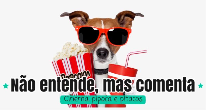 Não Entende, Mas Comenta - Dog Holding Soda And Popcorn Wall Decal Design With, transparent png