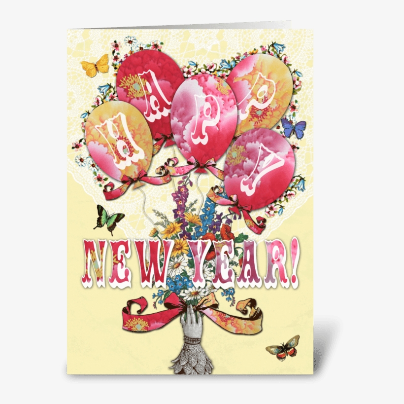 Candy Card Balloons Happy New Year Greeting Card - Greeting Card, transparent png