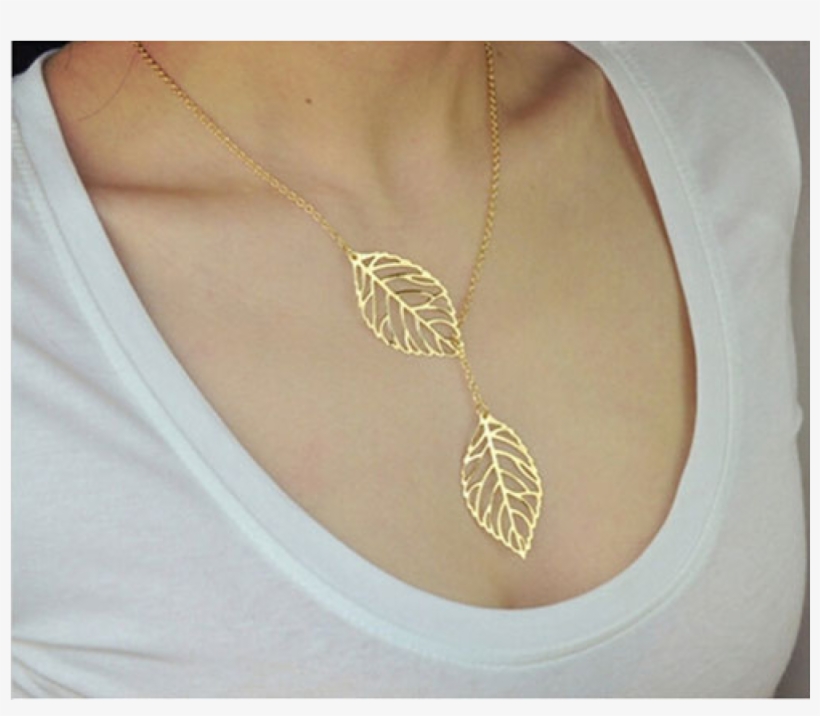 Gold Chain Necklace Png Graphic Download - ガールズジュエリー Performa New Double Leaf Hollow Pendant Gold, transparent png
