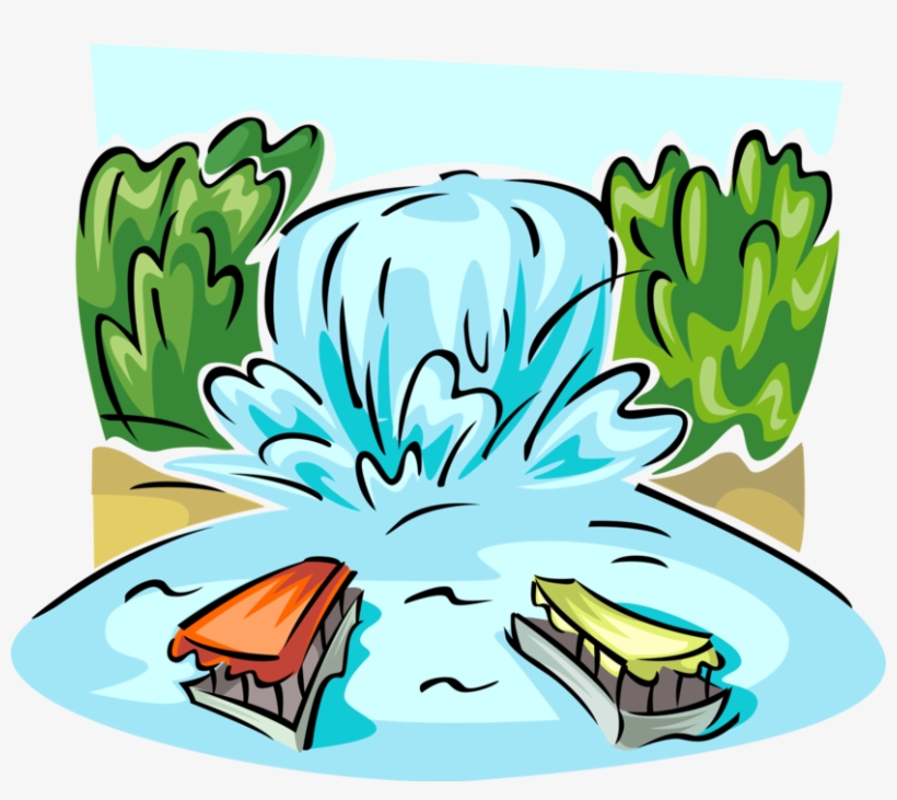 With Tourist Ferry Boats - Waterfall Clip Art, transparent png