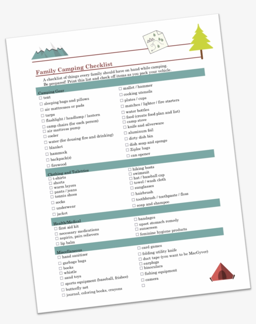 Family Camping Checklist Preview - Poster, transparent png