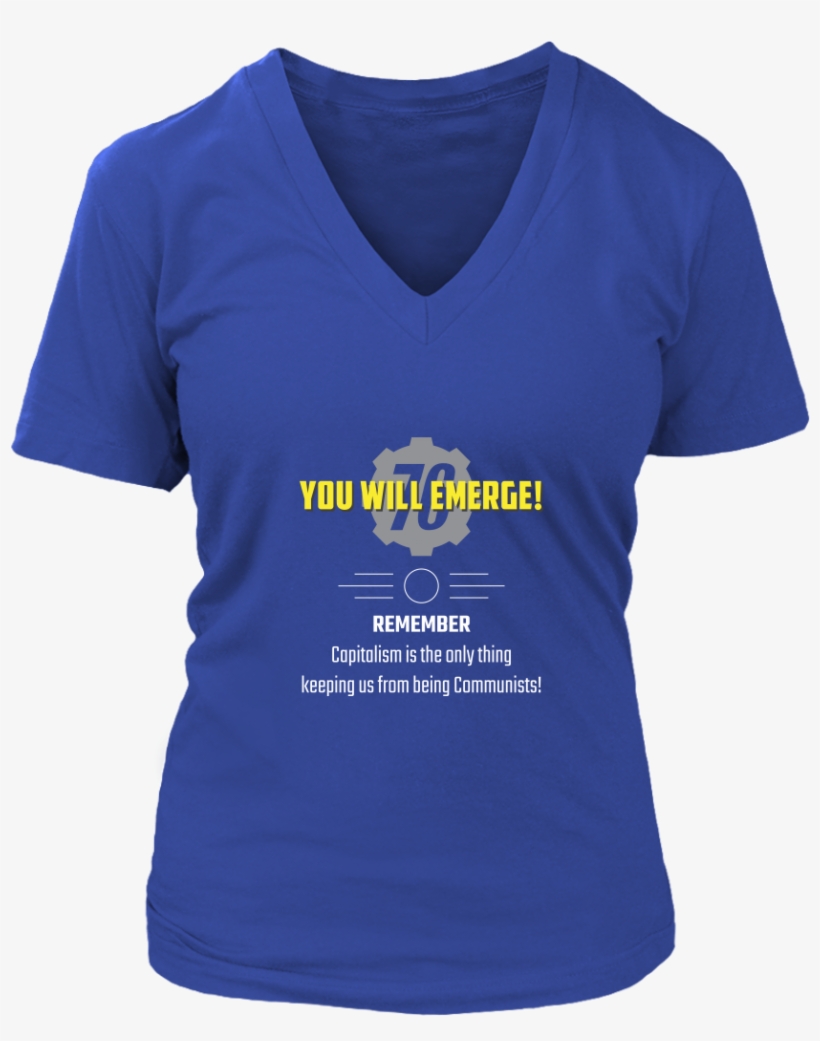 Fallout 76 You Will Emerge Women's V Neck T Shirt Happy - Iceman (ladies) - District Womens V-neck / Royal Blue, transparent png