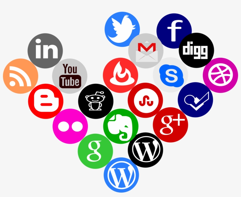 Round Social Media Icons Png Svg Black And White Library - Social Media Icons Combined, transparent png