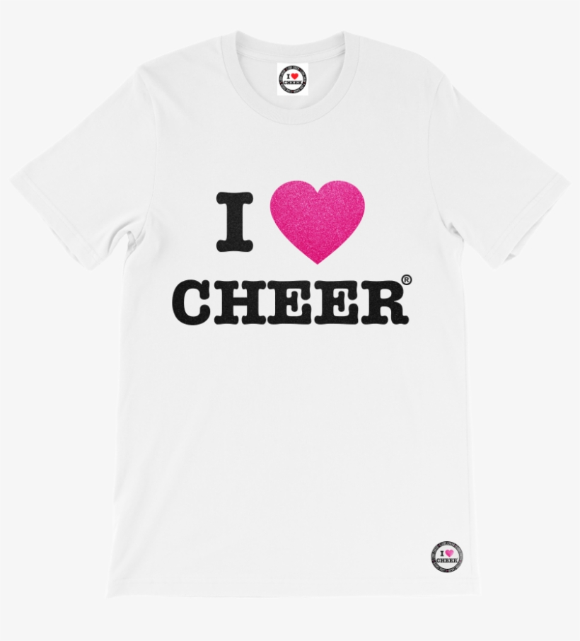 White Original Pink I Love Cheer® Glitter T-shirt - Bella Canvas 3001 Unisex Short Sleeve Jersey T Shirt, transparent png