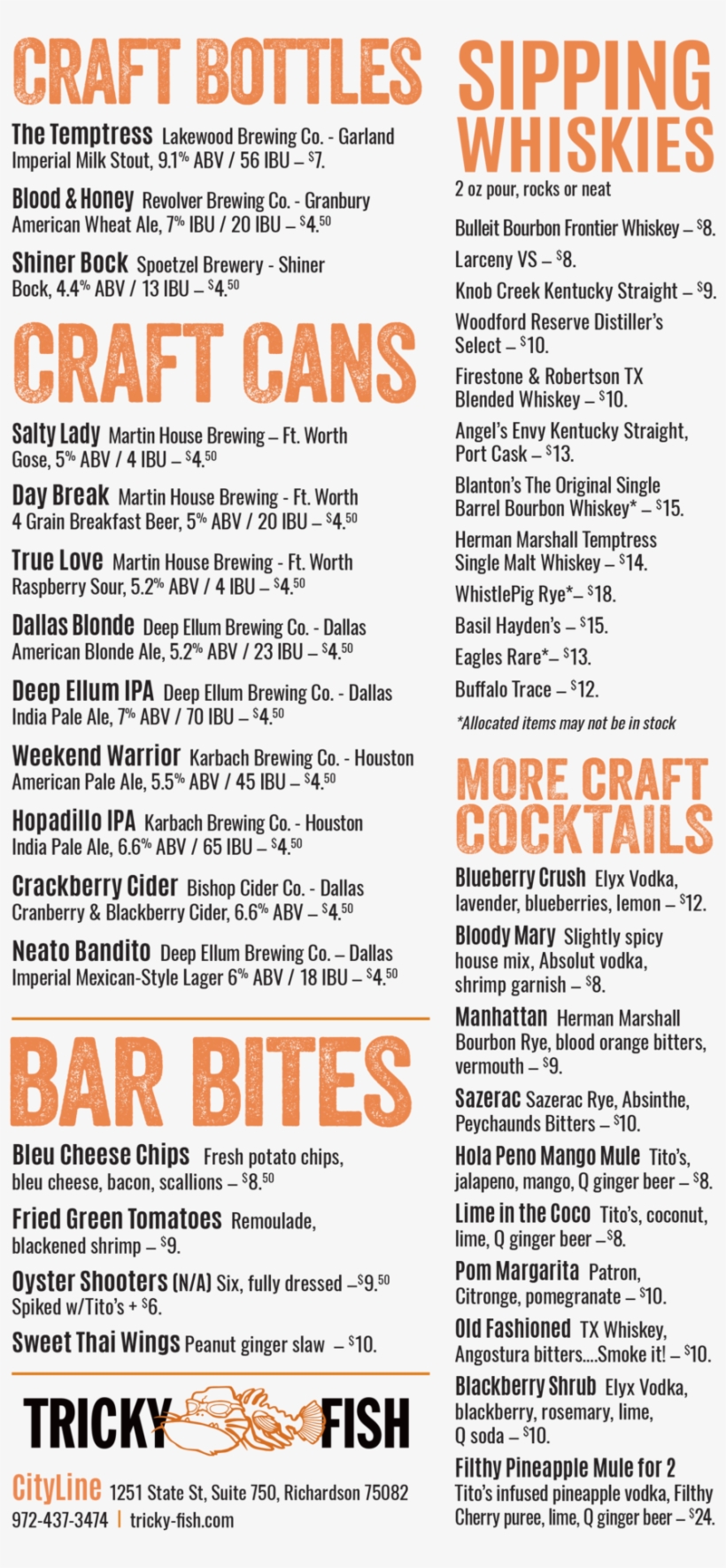 Tf Drink Menu Cityline - Dallas, transparent png