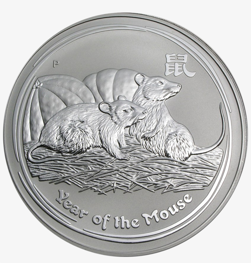 Pre-owned 2008 Australian Lunar Mouse 1kg Silver Coin - Quarter, transparent png