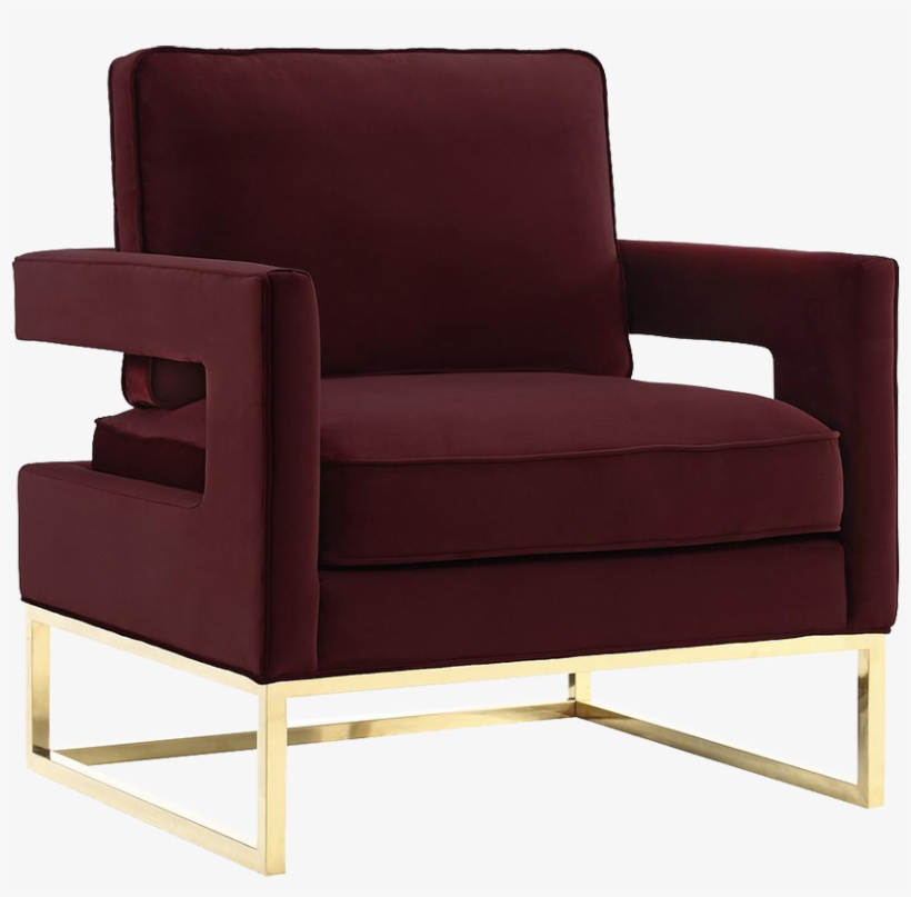 Claret Velvet Arm Chair, transparent png