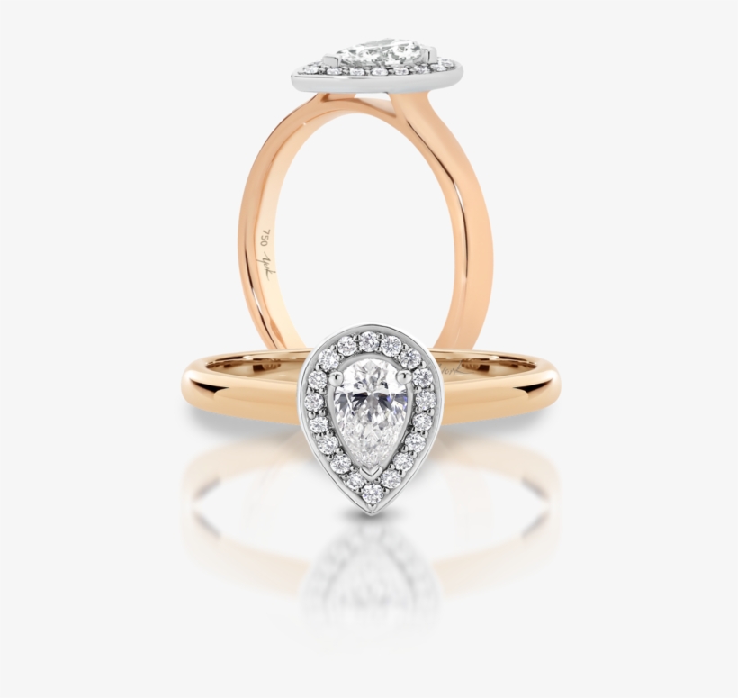 Pear Shape Diamond Halo Engagement Ring Pear Shape - Engagement Ring, transparent png