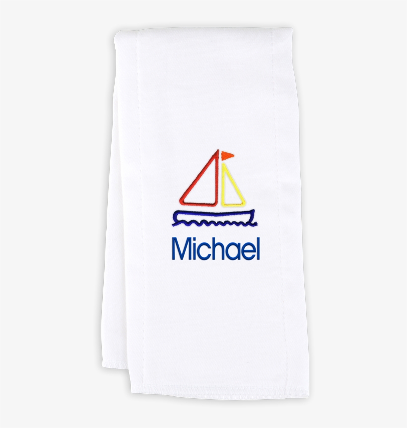 Personalized Burp Cloth With Sailboat - Textile, transparent png
