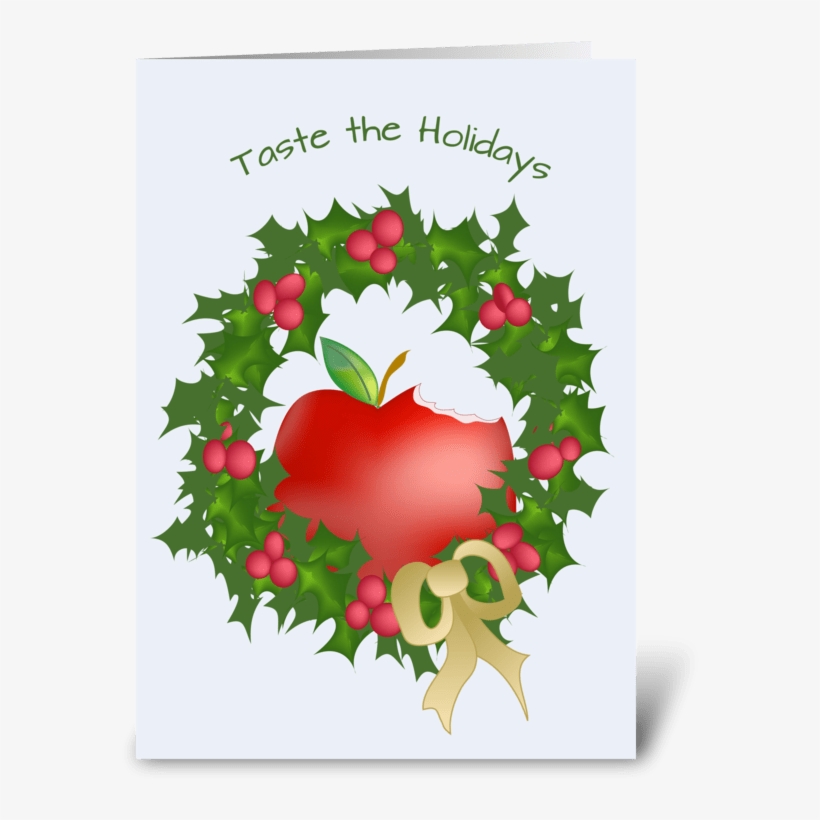 Apple And Wreath - Pencil Wreath - Education Christmas Card, transparent png