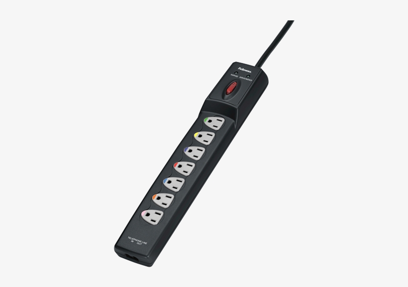 7 Outlet Power Guard Surge Protector With 6' Cord - Fellowes Power Guard Surge Protector, transparent png