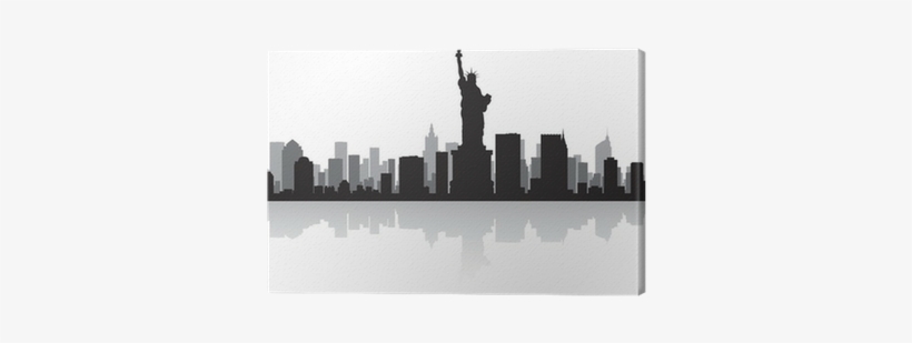 New York City Skyline Silhouette Canvas Print • Pixers® - Select Personalised New York City Wooden Wall Clock, transparent png