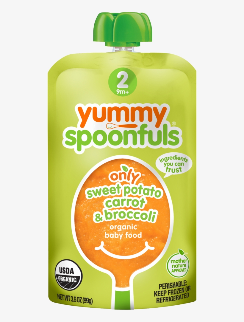 Yummy Spoonfuls Only Sweet Potato, Carrot And Broccoli - Yummy Spoonfuls Organic Baby Food, Stage 2 (9m+), Sweet, transparent png