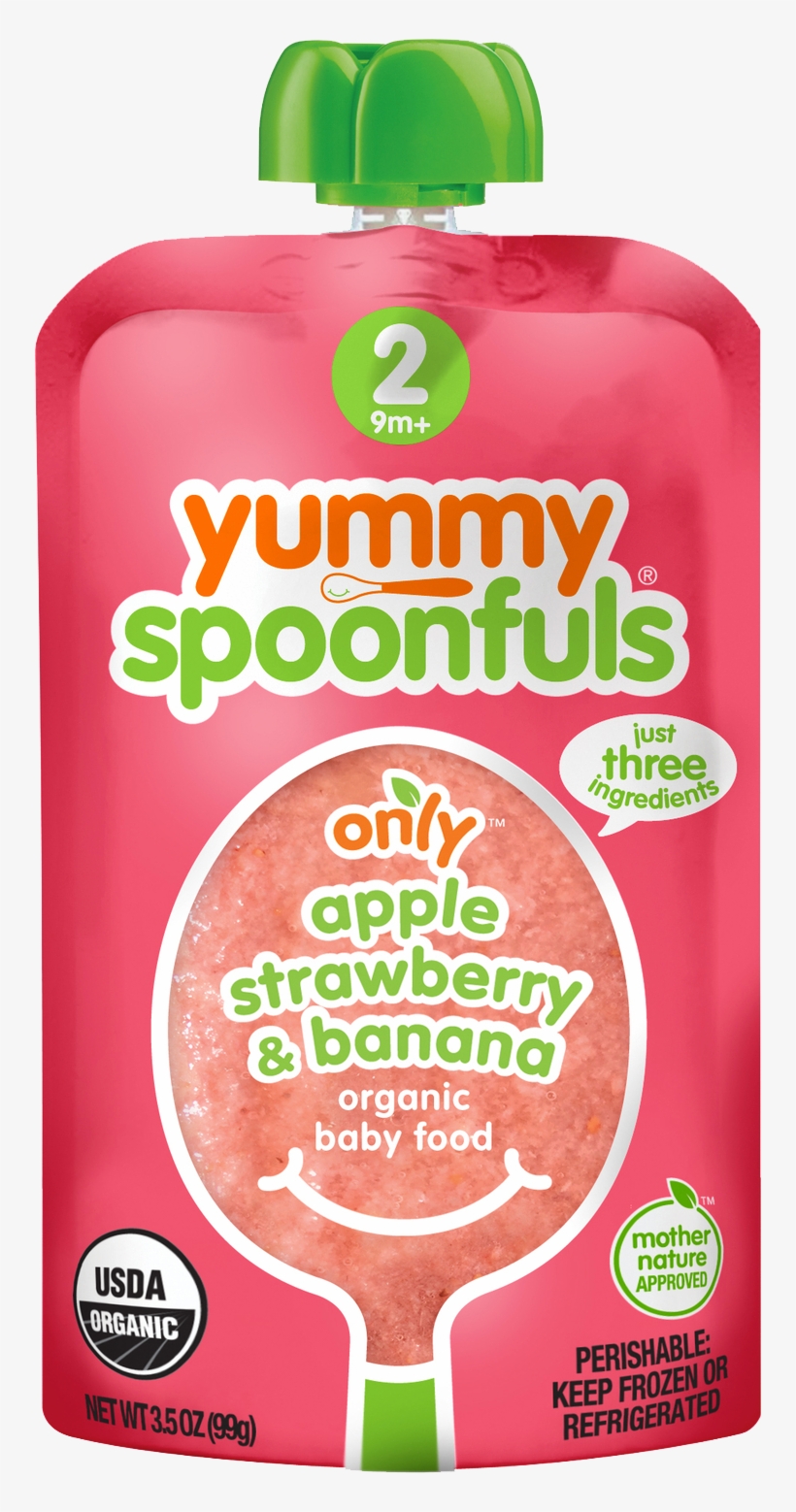 Yummy Spoonfuls Only Apple, Strawberry And Banana 100% - Yummy Spoonfuls Stage 2 Baby Food, Apple, transparent png