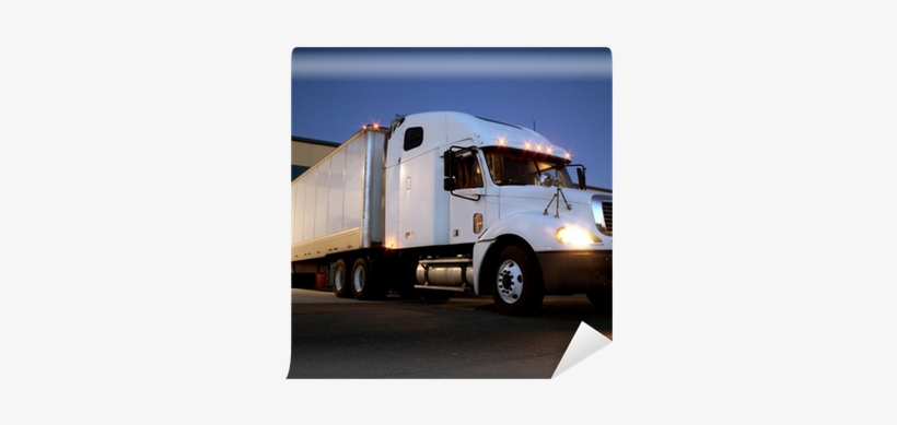 Semi Truck / Tractor Trailer At Dock Night View Wall - Truck, transparent png