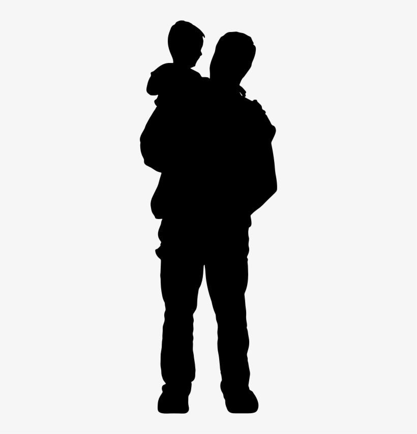 Black Dad And - Father And Son Silhouette Png, transparent png