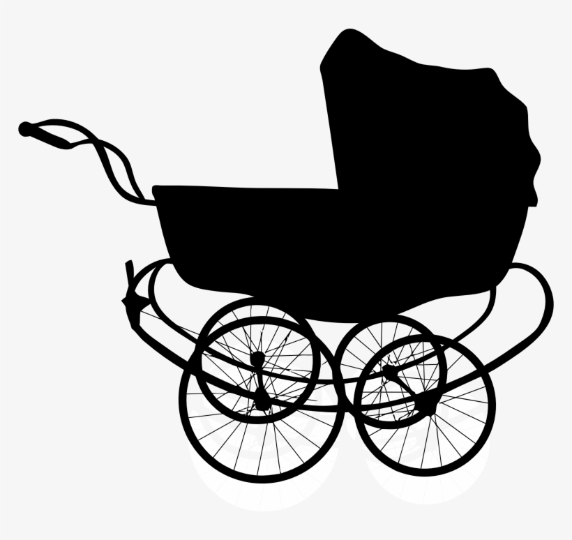 Medium Image - Vintage Baby Carriage Silhouette, transparent png