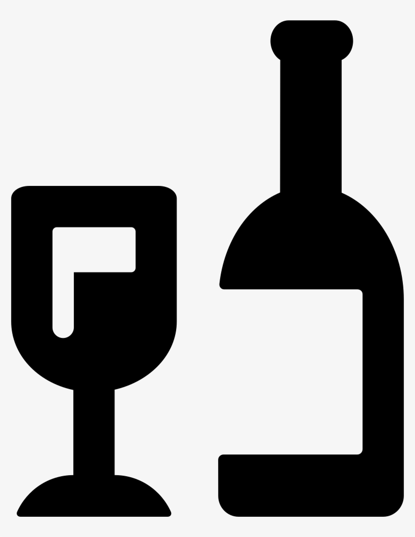 Wine Bottle And Glass Comments - Drinking Symbol, transparent png