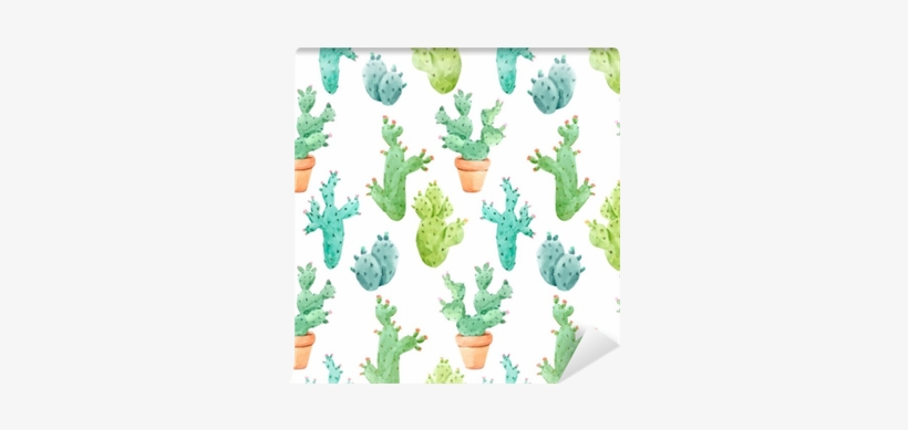 Watercolor Cactus Vector Pattern Wall Mural • Pixers® - Kaktus Tapetti, transparent png
