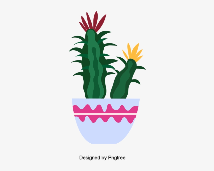 Beautiful Cartoon Cute Hand-painted Plants Potted Cactus - Cartoon, transparent png