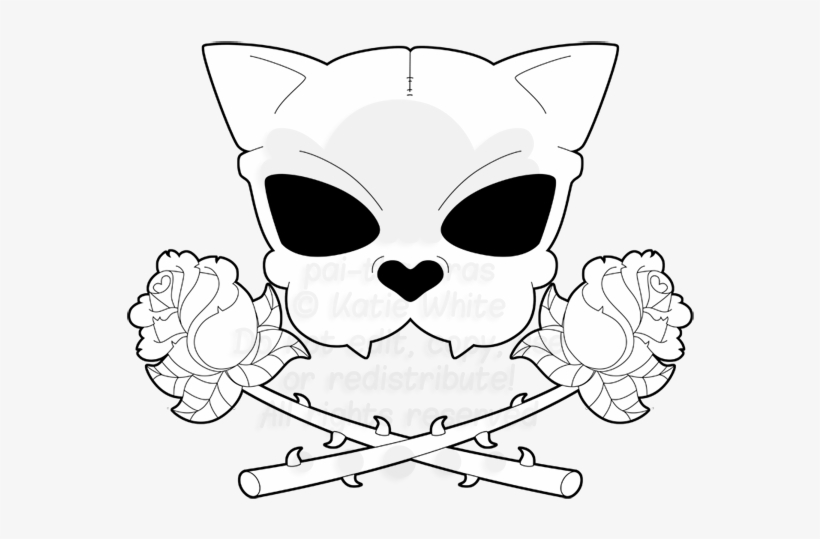 Cat Skull Drawing At Getdrawings - Cat Skull And Crossbones, transparent png