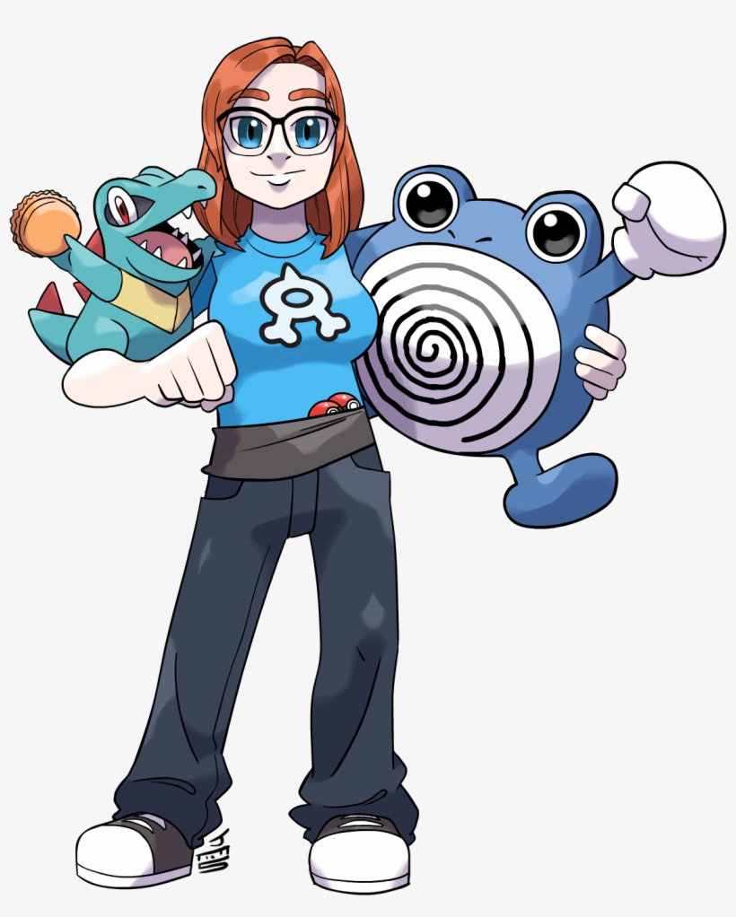Arti Drew A Pokemon Trainer W/ Totodile And Polywhirl - Totodile Trainer In Pokemon, transparent png