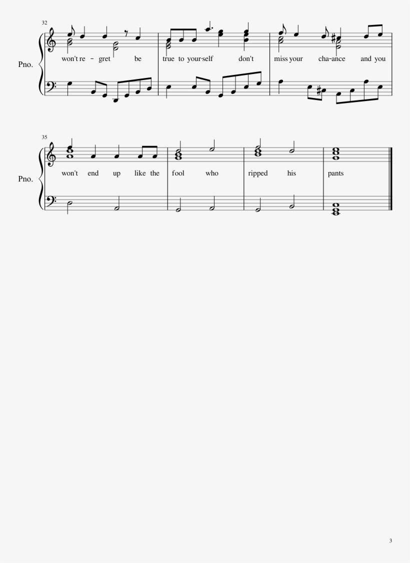 The Fool Who Ripped His Pants Sheet Music 3 Of 3 Pages - Ripped Pants Piano Sheet Music, transparent png