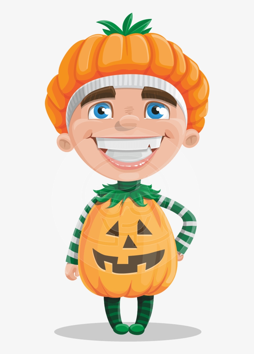 A Cheerful Boy Vector Cartoon, Dressed In A Halloween - Portable Network Graphics, transparent png