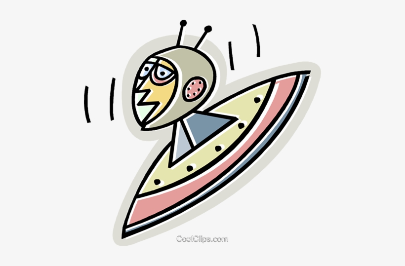 Flying Saucer With Alien Royalty Free Vector Clip Art - Unidentified Flying Object, transparent png