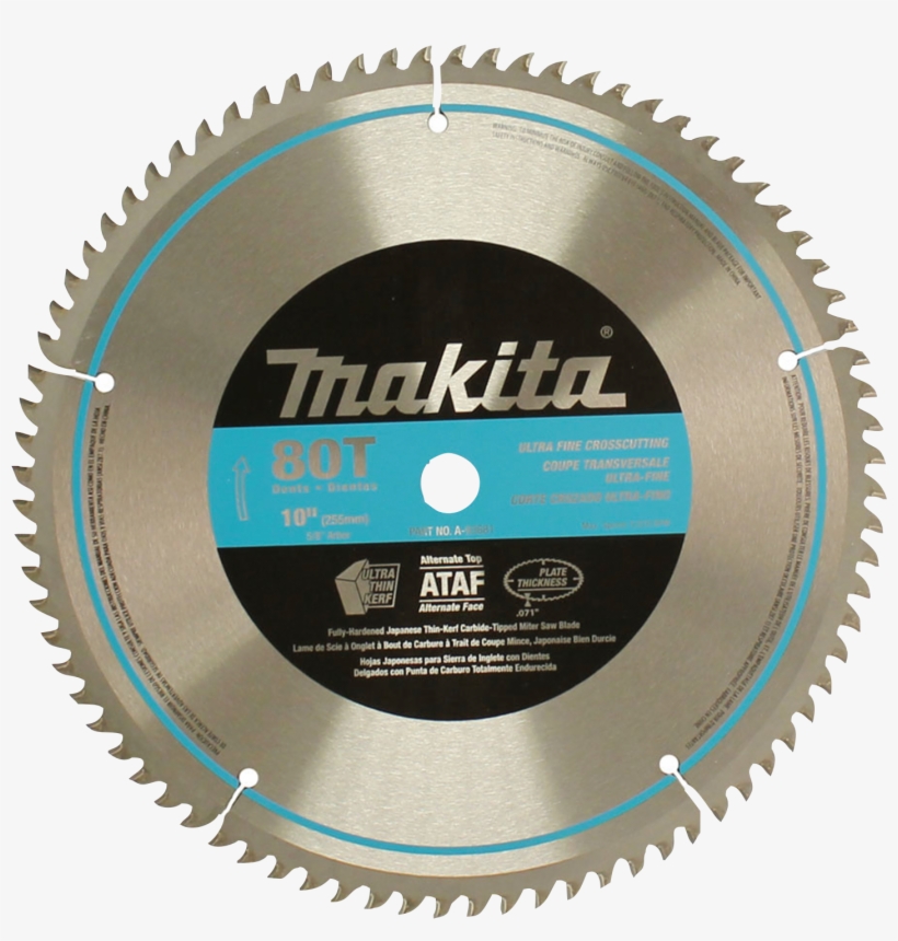 A-93681 - Makita A-93681 10 X 80t Miter Saw Blade, transparent png
