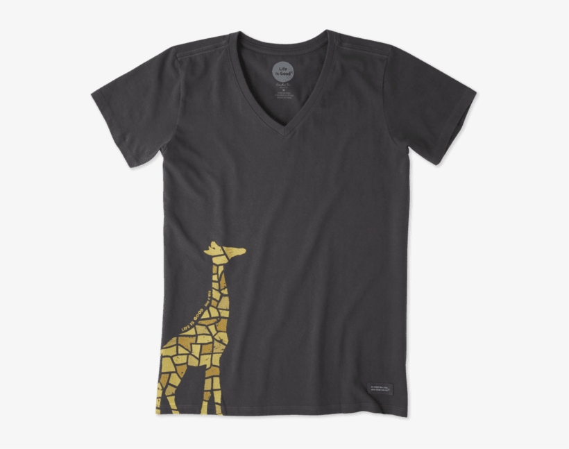 Women's Mosaic Giraffe Crusher Vee - Life Is Good, transparent png