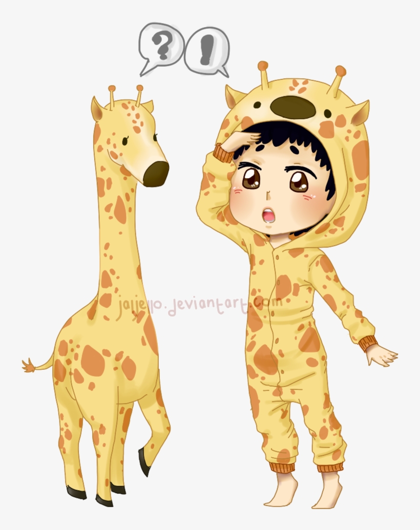 African Giraffe Silhouette At Getdrawings - Chibi Giraffe Onesie, transparent png