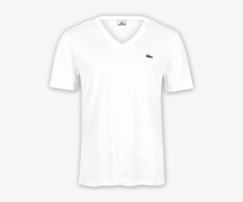 ~lacoste White Pima Vneck Tee - White T Shirt Front And Back Png, transparent png