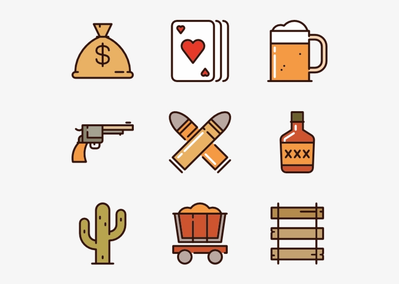 Wild West 50 Icons - Hand Drawn Color Png, transparent png