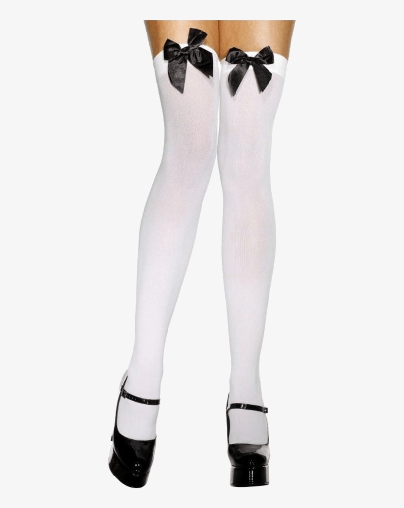 Plus Size Opaque Thigh Highs With Black Bow, transparent png