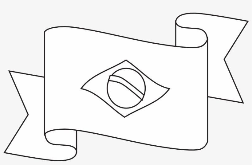 Brazil Ribbon Black White Line Art Hunky Dory Svg Colouringbook - Illustration, transparent png